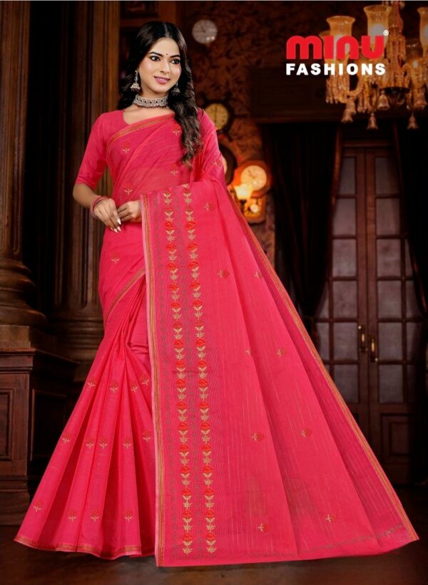 Dixita Embroidered Cotton Saree